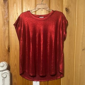 JODIFL Red Metallic Short Sleeve Tee